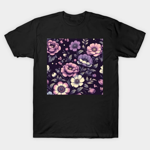 Pink Floral Illustration T-Shirt by Jenni Arts